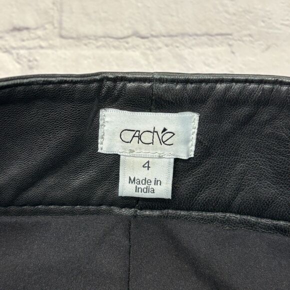 Vintage Cache Women 100% Leather Pants Size 4 Straight Leg Y2K 90s C042 -15 - Picture 10 of 16